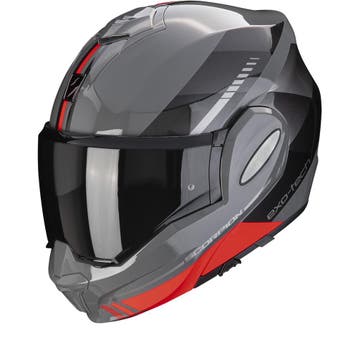 Scorpion Exo-Tech Evo Genre Grijs Zwart Rood Modular Helmet, Motoren, Systeemhelm, Nieuw met kaartje, Overige merken, Heren