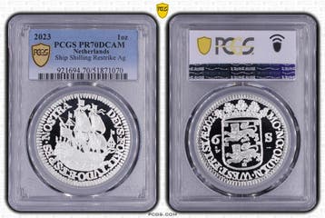 Scheepjesschelling 2023 West Friesland restrike 1 oz zilver, Postzegels en Munten, Verzenden, Munten