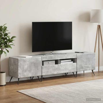 vidaXL 3-delige LED TV-kast BREDA 3 st Betongrijs Bewerkt, Minder dan 50 cm, Verzenden, Nieuw, Minder dan 100 cm
