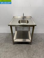 RVS Spoeltafel met Spoelbak en kraan 80 x 80 x 90,5 cm, Ophalen of Verzenden, Gebruikt