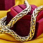 Zilveren vossenstaart schakelketting, Ophalen of Verzenden, Gebruikt, Overige kleuren, Zilver