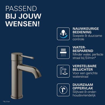 GROHE Essence Wastafelkraan - Lage uitloop - Hard graphite, Huis en Inrichting, Ophalen of Verzenden, Zo goed als nieuw
