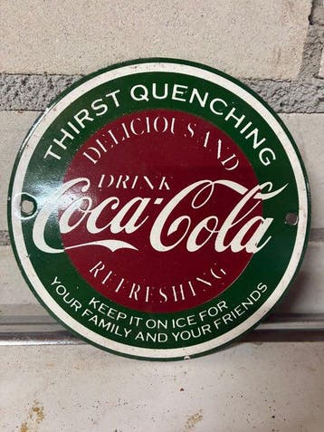 Emaille bord – Coca-Cola rond – “Thirst Quenching /