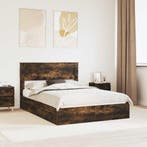 vidaXL Opslag bed met lade Gerookt eiken 160 x 200 cm, Huis en Inrichting, Slaapkamer | Bedden, Verzenden, Nieuw, Bruin, Hout