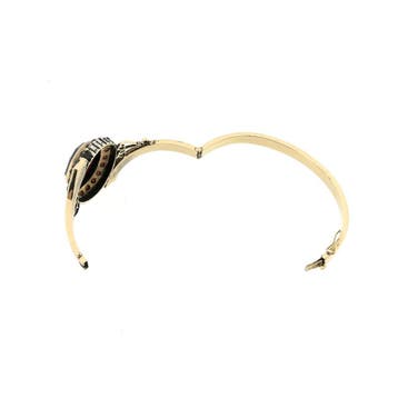Antieke Victoriaans goud met zilveren slavenarmband met g..., Gebruikt, Overige kleuren, Ophalen of Verzenden, Met edelsteen