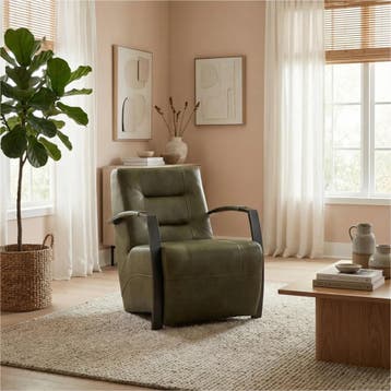 Leren fauteuil Magnificent - Granada Moss (olijf/groen), Nieuw, Ophalen of Verzenden, 50 tot 75 cm, Industrieel, Modern