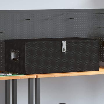 vidaXL Opbergbox 90x47x33,5 cm aluminium zwart, Verzenden, Nieuw