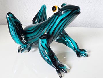 sculptuur, Kikker Gestileerd - 11 cm - Glas