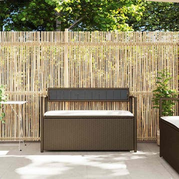 vidaXL Tuinbank met kussen, bruin polyrotan, Verzenden, Nieuw