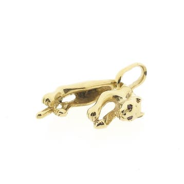 Gouden panter hanger met robijnen (Hanger of bedel), Ophalen of Verzenden, Gebruikt, Goud, Overige merken