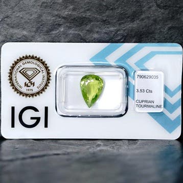 1 pcs Groen, Geel Paraiba toermalijn - 3.53 ct -, Nieuw