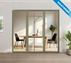 Enkele stalen taatsdeur met glaspaneel Olijfgroen 5 Vlaks ro, Nieuw, Metaal, Overige typen