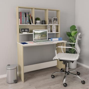 vidaXL Bureau met schappen 110x45x157cm bewerkt hout wit en, Verzenden, Nieuw
