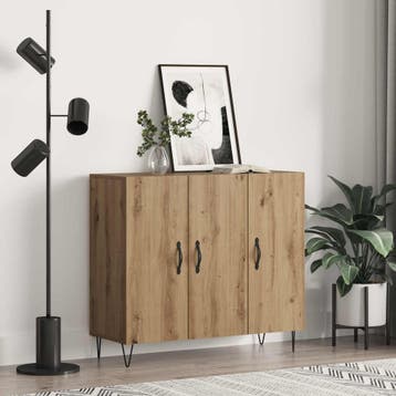 vidaXL Dressoir Artisan Eiken 90 x 32,5 x 80 cm Bewerkt hout, Huis en Inrichting, Verzenden, Nieuw, Overige houtsoorten, Minder dan 50 cm