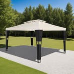 Wicker tuinpaviljoen Mona 3x4m - zwart/crème, Verzenden, Nieuw