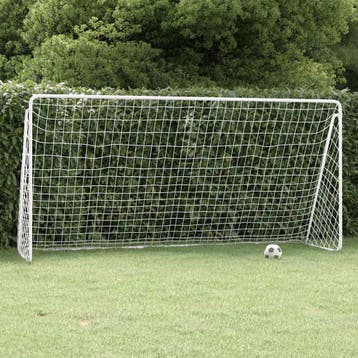 vidaXL Voetbaldoel met net 366x122x182 cm staal wit, Verzenden, Nieuw