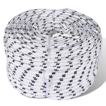 vidaXL Boottouw gevlochten 8 mm 250 m polyester wit, Verzenden, Nieuw