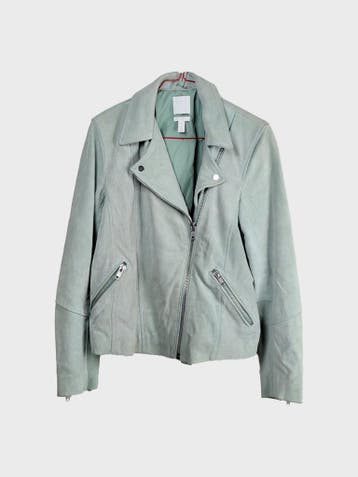 H&M Leren jas Dames maat L Groen Vintage, H&M, Maat 42/44 (L), Ophalen of Verzenden, Zo goed als nieuw