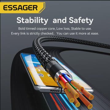 Essager 240W USB-C Kabel 90 Graden Hoek PD Snelladen met Dig, Verzenden, Nieuw