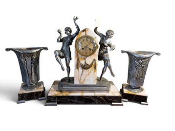 Art Deco garnituur - Limousin - Art Deco marmer, regule,