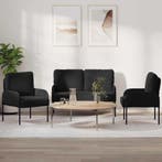 vidaXL Sofa-Sets met kussen 3 pcs Zwart 115 x 56 x 80 cm, Huis en Inrichting, Banken | Bankstellen, Verzenden, Nieuw, Minder dan 150 cm