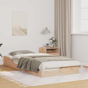 vidaXL Bedframe Bruin 80 x 210 cm Massief grenenhout, Verzenden, Nieuw, Beige, Hout