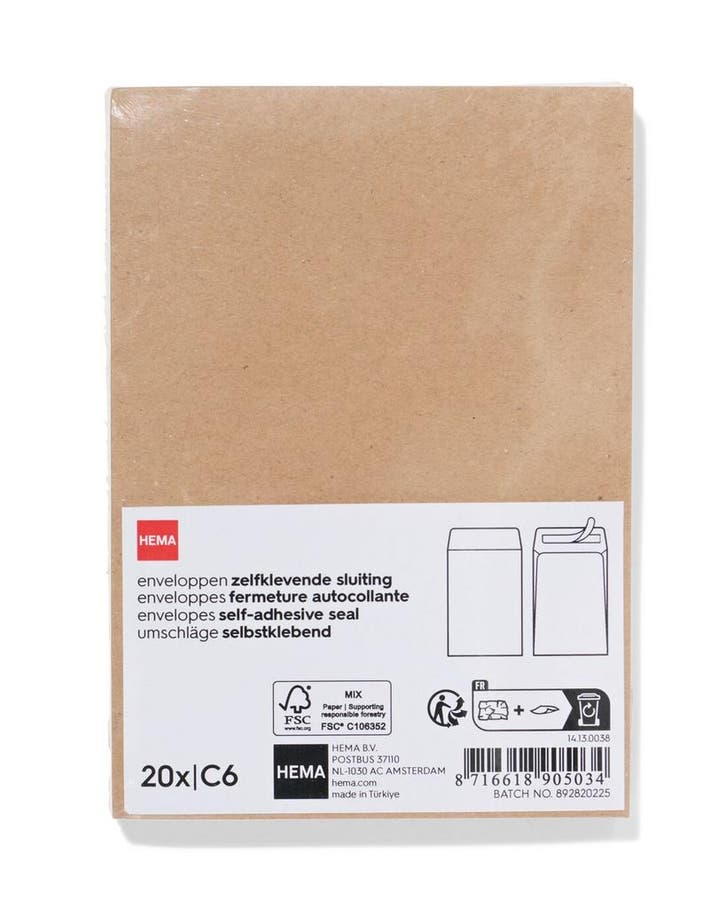 HEMA Enveloppen C6 - 20 stuks, Diversen, Agenda's, Nieuw, Verzenden