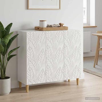 vidaXL Dressoir Hoogglans Wit 89 x 34,5 x 80 cm Bewerkt hout, Verzenden, Nieuw, Overige houtsoorten, Minder dan 50 cm