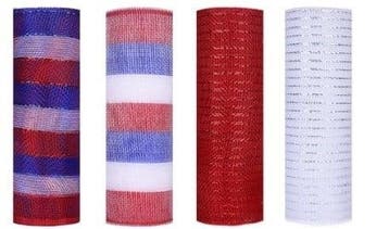 Decomesh metallic set rood wit blauw gestreept 26 cm rol 9, Ophalen of Verzenden, Nieuw