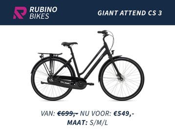 GIANT ATTEND CS 3 (S/M/L) DAMES - €150 KORTING - STADSFIETS, Fietsen en Brommers, Ophalen, Nieuw, Giant, Versnellingen