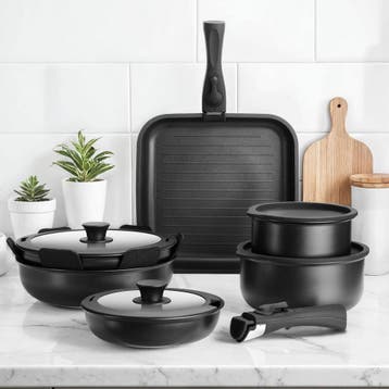 Pannenset Parma 17-delig, geschikt voor inductie - zwart, Verzenden, Nieuw