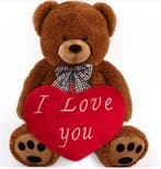 Knuffelbeer Bruin 50cm met HartKussen 32cm (Knuffels), Kinderen en Baby's, Speelgoed | Knuffels en Pluche, Verzenden, Nieuw