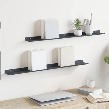 vidaXL Drijvende plank 2 pcs Antraciet 80 x 9 x 2,5 cm Staal, Verzenden, Nieuw