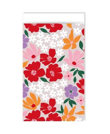 5x Cadeauzakje Retro Flowers 12x19cm (Per 5 stuks), Diversen, Ophalen of Verzenden, Nieuw, Cadeauzakje