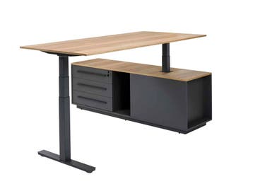 Elektrisch verstelbaar hoekbureau Cube manager, Nieuw