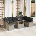 vidaXL Tuin Sofa Set met kussen 10 pcs Lichtgrijs Poly riet, Verzenden, Nieuw, Rotan