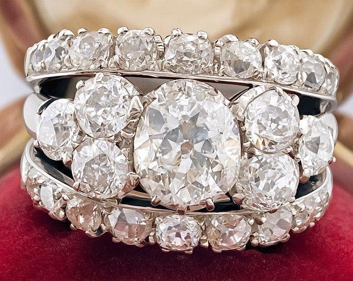 Ring - 18 karaat Witgoud Diamant (Natuurlijk), Sieraden, Tassen en Uiterlijk, Ringen