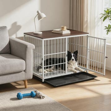 Stijlvolle Hondenbench Meubel - Houten Tafeltje met Metalen, Dieren en Toebehoren, Verzenden, Nieuw