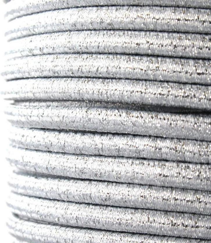 3mm Elastisch Touw - Lurex zilver - 50 meter op rol, Doe-het-zelf en Verbouw, Overige Doe-het-zelf en Verbouw, Nieuw, Ophalen of Verzenden