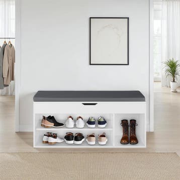 Schoenenkast Natalya met zitkussen 104x30x49cm - wit, Verzenden, Nieuw