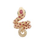 Gouden ring met smaragd, robijn en diamant 14 kt, Ophalen of Verzenden, Nieuw