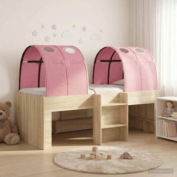 vidaXL Bed met Tunnel 4 st Sonoma en Roze Bewerkt hout, Verzenden, Nieuw, Bruin, Hout