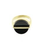 Gouden ring met onyx, Gebruikt, Overige kleuren, Ophalen of Verzenden, Kleiner dan 17