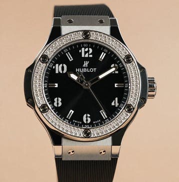 Hublot - Big Bang 38mm Steel Diamonds Black Dial -, Nieuw