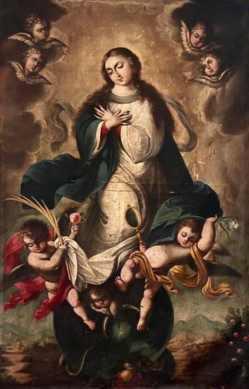 Spaanse school (XVIII), Toegeschreven aan - Inmaculada, Antiek en Kunst