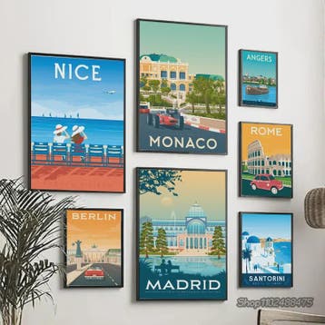 Nordic Canvas Poster: Kleurrijke Reisposters van Europese St, Verzenden, Nieuw