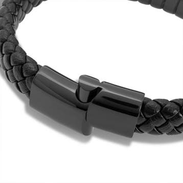SERASAR Prime Lederen Armband Heren [Helix] - Zwart 23cm..., Sieraden, Tassen en Uiterlijk, Armbanden, Verzenden, Nieuw