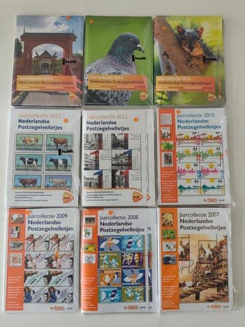 Nederland 2007/2015 - Te koop: Jaarcollecties velletjes 2007, Postzegels en Munten, Gestempeld
