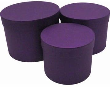 Bloemendoos Set van 3 rond Paars flowerbox cadeau doos, Ophalen of Verzenden, Nieuw