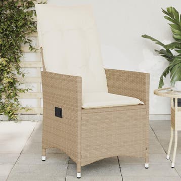 vidaXL Tuinstoel verstelbaar met kussens poly rattan beige, Tuin en Terras, Tuinstoelen, Verzenden, Nieuw